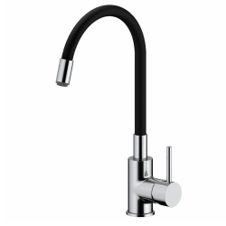 Siko kitchen mixer tap with shape memory, curved in black silicone (SIKOBSLPRO290C)