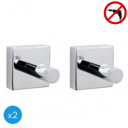 Tesa Hukk Set of two towel hooks, chrome plated metal, easy installation without drilling (40250-DUOTESA)