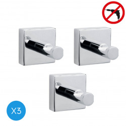 Tesa Hukk Pack Wall-mounted towel holder + Two towel hooks, easy installation without drilling, Chrome (40250-TRIOTESA)