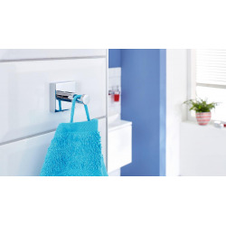 Tesa Hukk Pack Wall-mounted towel holder + Two towel hooks, easy installation without drilling, Chrome (40250-TRIOTESA)