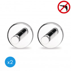 Tesa Powerbutton Set of two towel hooks, maximum load 5 kg, easy installation without drilling, Chrome (59320-DUOTESA)