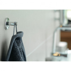 Tesa Powerbutton Set of two towel hooks, maximum load 5 kg, easy installation without drilling, Chrome (59320-DUOTESA)