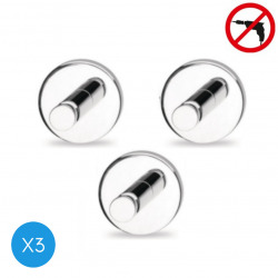 Tesa Powerbutton Set of three towel hooks, maximum load 5 kg, easy installation without drilling, Chrome (59320-TRIOTESA)