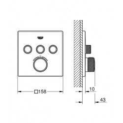  Grohtherm SmartControl Concealed thermostatic mixer with 3 outlets (29126000)