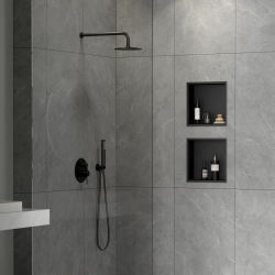 Swiss Aqua Technologies Aurum Recessed Shower Niche, 304 Stainless Steel, 30x30x10cm, Matte Black (SATAURN3030MB)