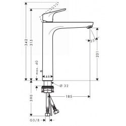  Hansgrohe Focus Single lever basin mixer 230 without pop-up waste (31532000)