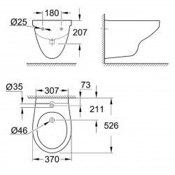  Bau Ceramic Hanging bidet, alpine white (39433000)