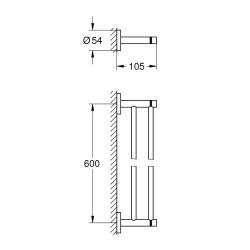 Grohe Start double metal towel rail 65.4 cm with concealed fixings, matte black (412032430)