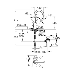  Start Flow Single-lever basin mixer tap, size L, chrome (23811000)