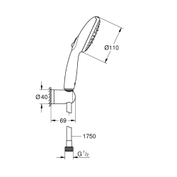 Grohe Vitalio Start 110 Shower Set with wall bracket + 3-jet hand shower, chrome (G26769001)