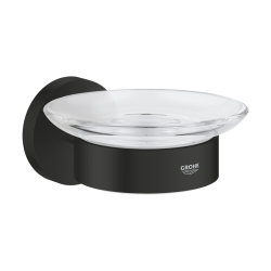 Grohe Start wall-mounted glass soap dish with support and concealed fixings, matte black (G411932430)