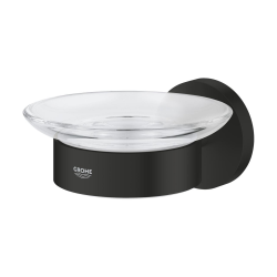 Grohe Start wall-mounted glass soap dish with support and concealed fixings, matte black (G411932430)