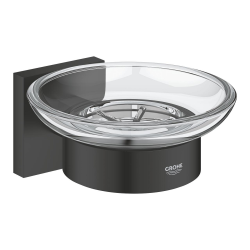 Grohe Start Cube glass soap dish with wall bracket, matte black (G410962430)