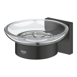 Grohe Start Cube glass soap dish with wall bracket, matte black (G410962430)