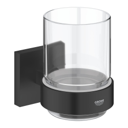 Grohe Start Cube crystal glass with stand, matte black (G410972430)