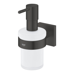 Grohe Start Cube soap dispenser 160 ml in frosted glass with stand, matte black (G410982430)
