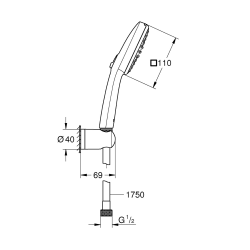 Grohe Vitalio Comfort 110 Shower Set with wall bracket + 2-jet hand shower, matte black (G263992431)