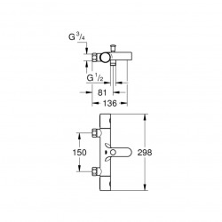 Grotherm 800 Cosmopolitan Thermostatic bath and shower mixer with ceramic head 1/2, 180°, Chrome (34770000)  Grotherm 800 Cosmopolitan Thermostatic bath and shower mixer with ceramic head 1/2, 180°, Chrome (34770000)