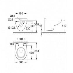 Bau Ceramic Wall-Hung Toilet Pan, Alpine White (39427000)  Bau Ceramic Wall-Hung Toilet Pan, Alpine White (39427000)