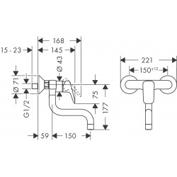  Logis Single lever kitchen mixer wall-mounted, single spray mode (71836000)