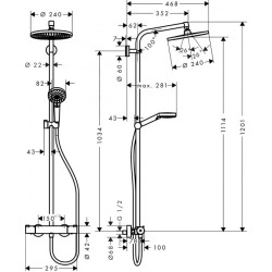Crometta S 240 Shower column 1 jet, with Thermostatic mixer, Chrome (27267000)  Crometta S 240 Shower column 1 jet, with Thermostatic mixer, Chrome (27267000)