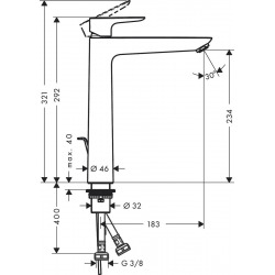 Hansgrohe Talis E 240 Single lever basin mixer matt black, with pop-up waste (71716670)