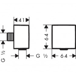 Hansgrohe Connection elbow FixFit Wall outlet Square with non-return valve, matt black (26455670)