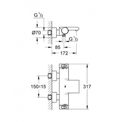 Grohtherm 2000 Thermostatic Bath/Shower Mixer 1/2" (34174001)  Grohtherm 2000 Thermostatic Bath/Shower Mixer 1/2" (34174001)