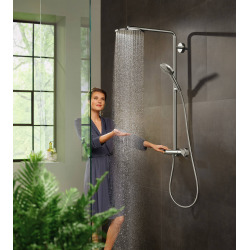 Hansgrohe Raindance Select S Showerpipe 240 1jet PowderRain with thermostatic shower mixer brushed black chrome (27633340)