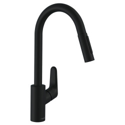 Hansgrohe Focus M41 Kitchen mixer 240 matt black, with pull-out 2-jet shower (31815670)