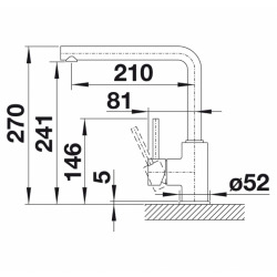 Blanco MILA sink mixer with right angle and 360° swivel arm, chrome