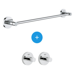 Grohe Essentials Set of 2 wall hooks concealed fixing + Metal towel bar (40364001 + 40688001)