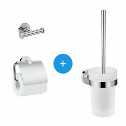 Hansgrohe Logis Universal Pack Toilet brush + Bathroom hook + Toilet paper holder, Chrome (41722000-TRIOLOGIS)