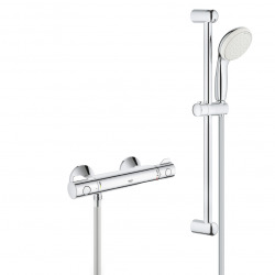 Grohe Grohtherm 800 Set Thermostatic shower mixer 1/2" + 2 spray hand shower + 60cm shower bar + Flexible hose (34558000-TEMPESTA)