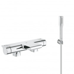 Grohe Grohtherm 2000 Thermostatic bath/shower Mixer set + 1 jet Hand shower + Hose and Wall bracket, Chrome (34176001-Euphoria)