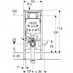 UP720 extra-flat stand 114 cm support frame, space-saving, with Sigma concealed cistern (111.796.00.1)