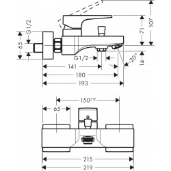  Metropol Single lever manual shower/bath mixer for exposed installation with lever handle, matt black (32540670)