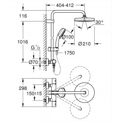  Tempesta Cosmopolitan System 210 Thermostatic shower column (27922001)
