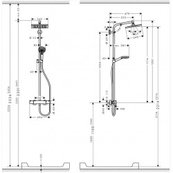 Crometta E Showerpipe 240 1 jet with thermostatic shower mixer, Chrome (27271000)  Crometta E Showerpipe 240 1 jet with thermostatic shower mixer, Chrome (27271000)