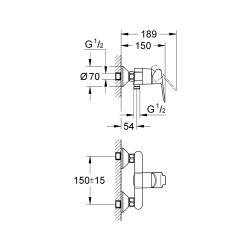 Grohe BauEdge Single lever shower mixer (G23333000)  Grohe BauEdge Single lever shower mixer (G23333000)