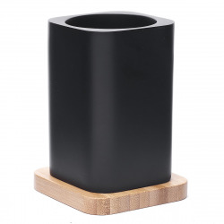 Optima Hombre Polyresin and bamboo wood goblet, Black (HOM27)