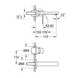  EUROSMART COSMOPOLITAN - Front panel for Basin mixer, wall-mounting, concealed installation (19381000)