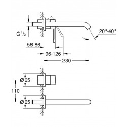 Essence - Single lever 2-hole Basin Mixer front panel L-size, Chrome (19967001)  Essence - Single lever 2-hole Basin Mixer front panel L-size, Chrome (19967001)