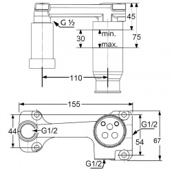  Concealed body installation set DN 15 for 2 hole wall mounted basin mixer (38243)