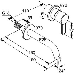 Kludi ZENTA - Single lever Concealed two hole Wall mounted Basin Mixer (382440575-set)