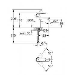 Grohe Eurosmart Cosmopolitan Single lever Basin Mixer 1/2 M-size, Matt black / Chrome parts (23327KW0)