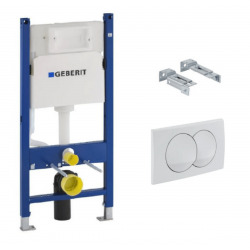 Geberit Delta Pack Duofix support frame 112cm + Delta20 white trigger plate + wall anchors (111.154.11.1)