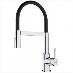 Lina FC 6087.031 Kitchen mixer, 205 x 410 mm, semi-pro with pull-out shower, Chrome/Black (115.0626.085)