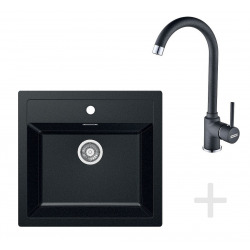 Franke Kitchen Kit T25, Tectonite Sink SID 610, black + Mixer FP 9900, black (114.0366.029)