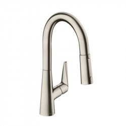Hansgrohe Talis S 160. Single lever kitchen mixer 160 with pull-out spray, 2 spray modes, stainless steel finish (72815800)
